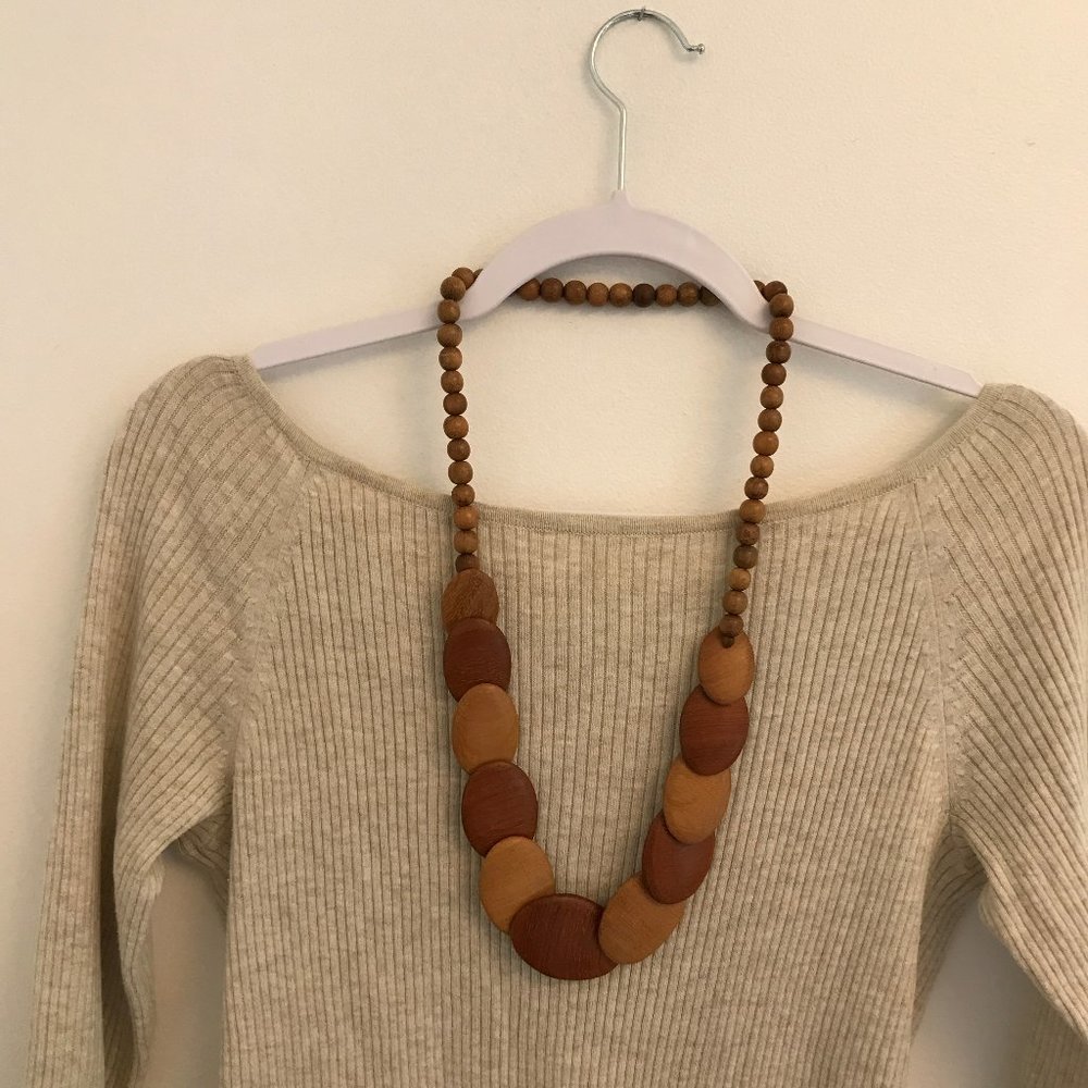 Native Wood Statement Necklace